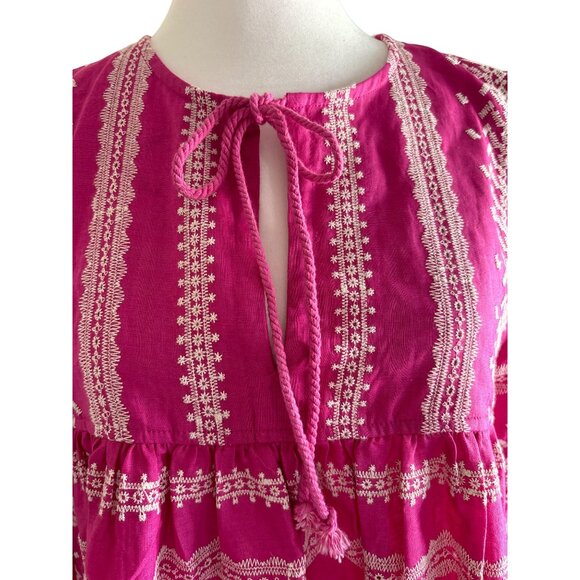 MELISSA NEPTON Bart Dress Size Large Fuchsia White Detailed Embroidery NEW - Picture 9 of 11